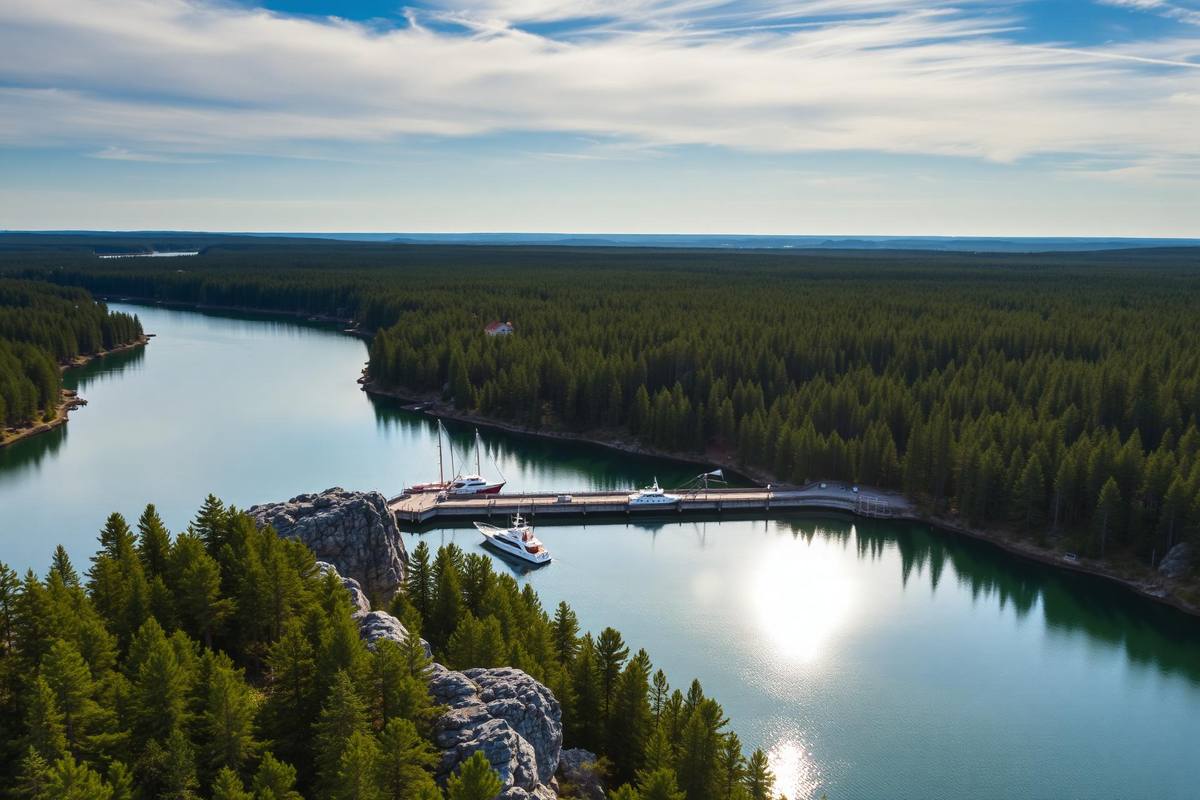 Aerial view of Port Severn and Gloucester Pool on the Trent-Severn Waterway