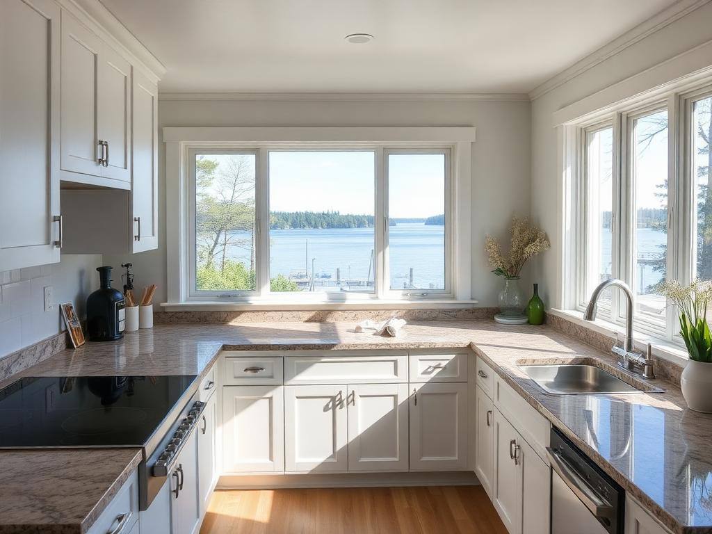 Lake-view kitchen renovation in a Muskoka cottage