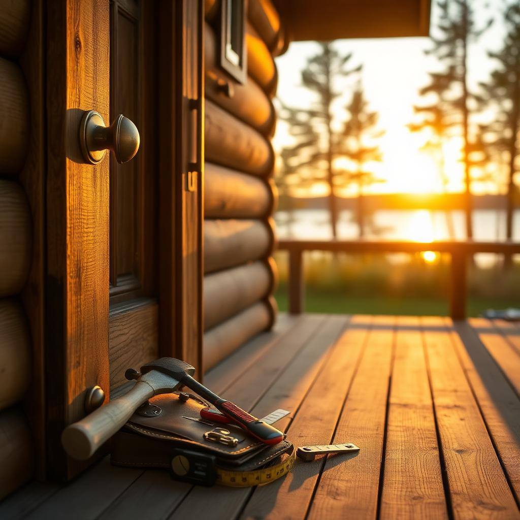 Muskoka cottage exterior with weathered siding